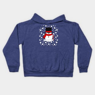 Cute Snowman with Top Hat and Candy Cane Kids Hoodie